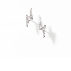 14k diamond lighting bolt earrings